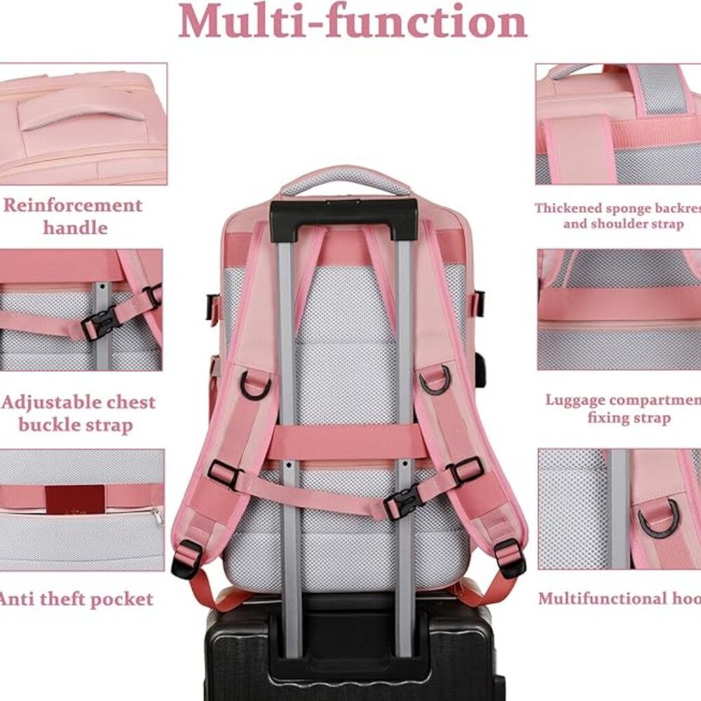 New! Last! Travel laptop Backpack For Men & Women, Carry On Backpack BLACK - Picture 7 of 8